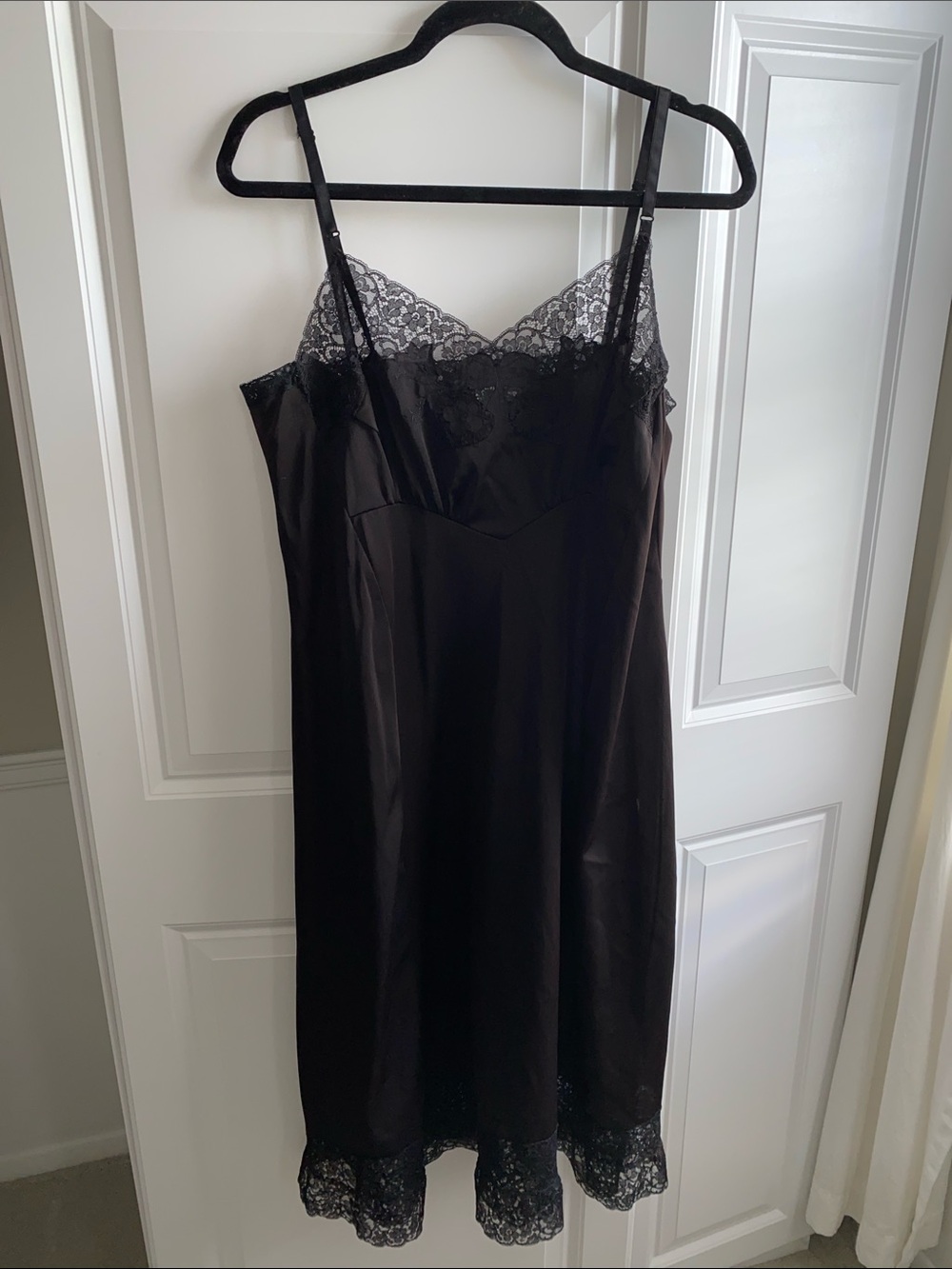 Beau Femme Lingerie for Montgomery Ward Nylon Gothic Nightie Slip Black Medium